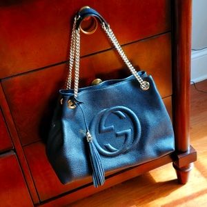 Gucci Black Soho Leather Tote Handbag Medium